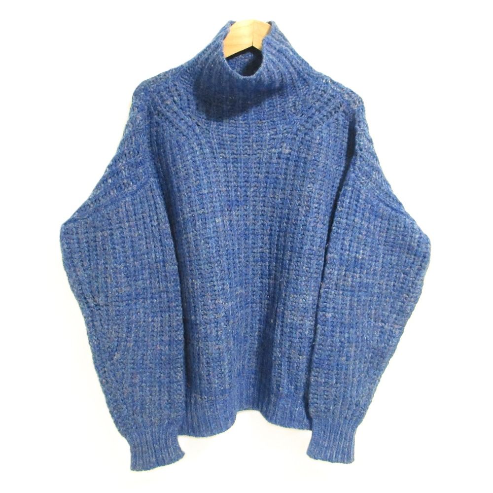 美品 ISABEL MARANT イザベルマラン ベビーアルパカ オーバーサイズ タートルネック ミックスニット セーター 34 ネイビー系 レディース 古着 中古 USED