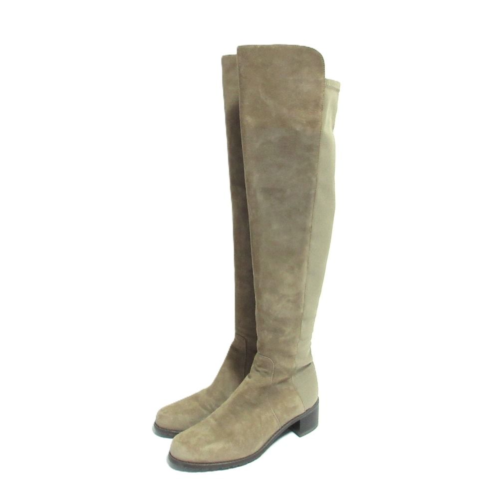 良品 STUART WEITZMAN スチュアートワイツマン スエードレザー ストレッチ ニーハイ ロングブーツ サイズ5.5 22.5cm相当 ベージュ レディース 古着 中古 USED