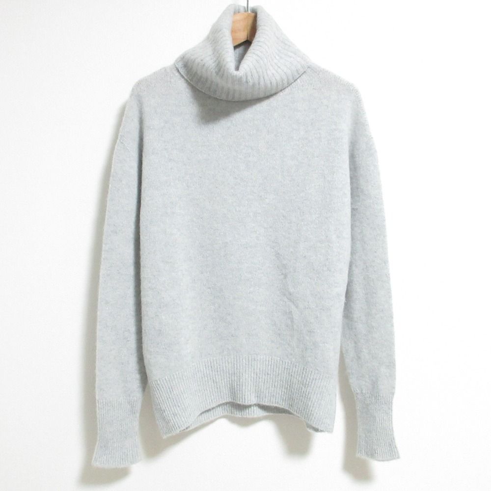 美品 AERON エアロン アーロン カシミヤ100％ タートルネック ニット セーター XSサイズ グレー レディース 古着 中古 USED