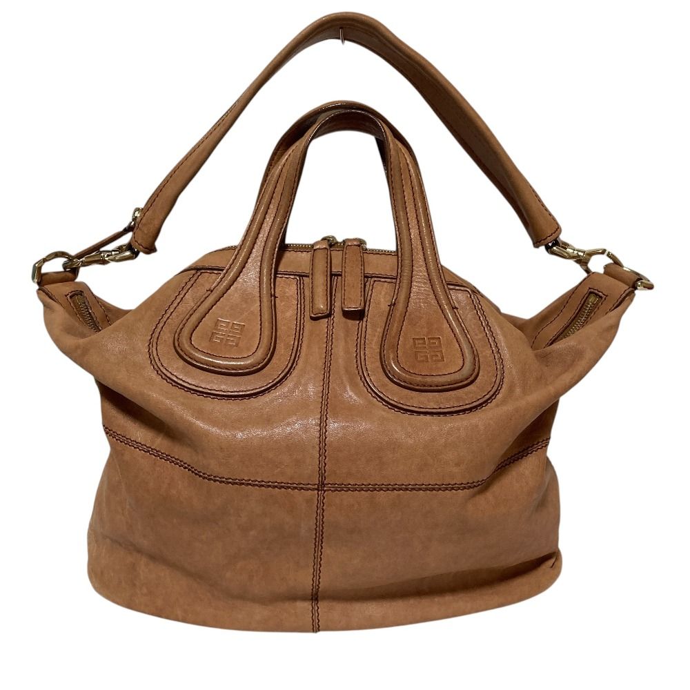 GIVENCHY ジバンシィ 4G NIGHTINGALE ナイチンゲール ラムレザー2WAY ショルダー ハンドバッグ ブラウン レディース 古着 中古 USED