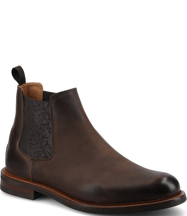 タフト メンズ シューズ ブーツ・レインブーツ チェルシーブーツ プリント チェルシー レザー Taft Mens Glen Leather Printed Goring Chelsea Boots