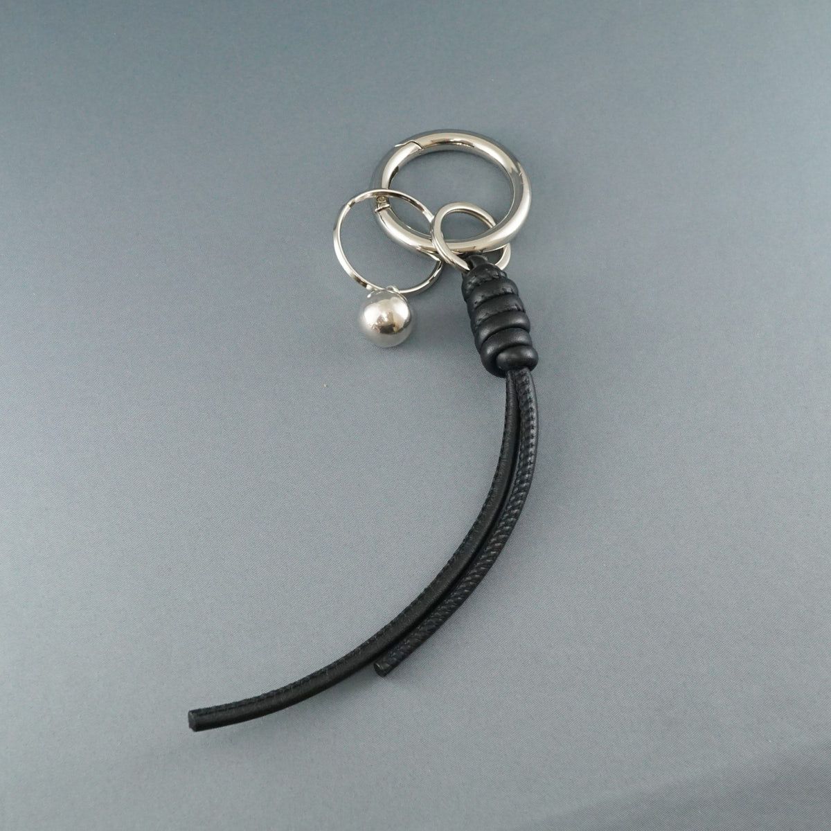 LORO sphere key charm 02 USED美品 スフィアキーチャーム シルバー925 レザー 革 カラビナ キーリング ブラック X0210