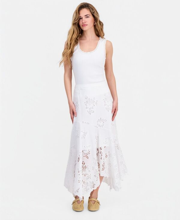 アンドノウディス レディース ボトムスカート 刺繍 マキシ And Now This Womens Embroide red HandkerchiefHemaxi Skirt White ホワイト