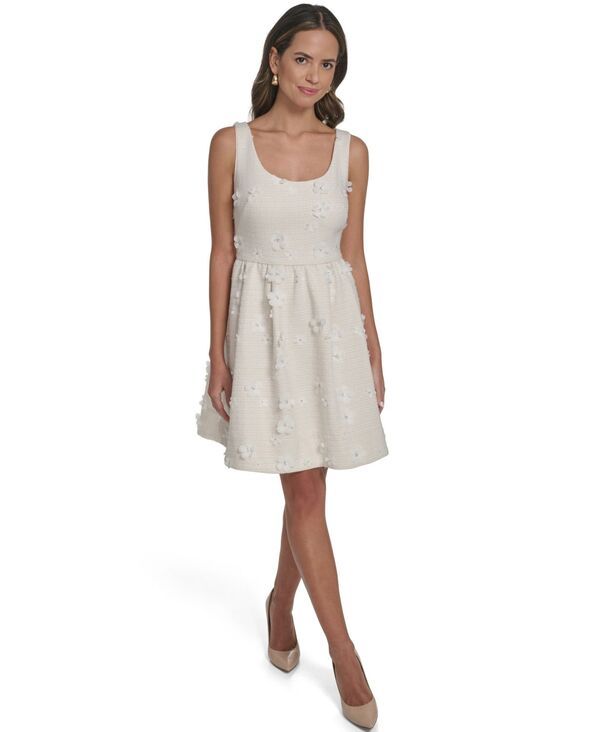 エリザジェイ レディース トップス ワンピース ノースリーブ Eliza J Womenscoop Neck Sleevelesshort Dress Ivory アイボリー