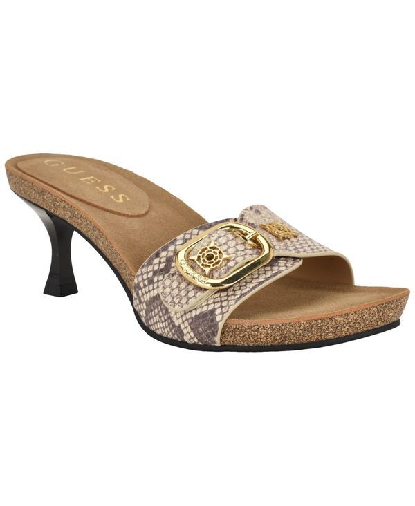 ゲス レディース シューズ スリッポン・ローファー サンダル ヒール GUESS Womens Dexta Ornamented SlipOn Kitten Heel Sandals Light Na