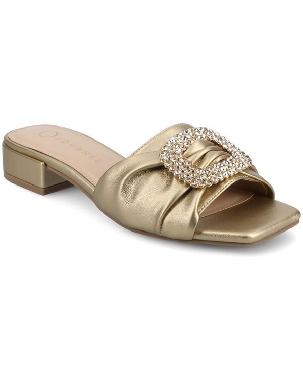 ジュルネ コレクション レディース シューズ サンダル Journee Collection Womens Flavia Embellished Slide Sandals Gold ゴールド