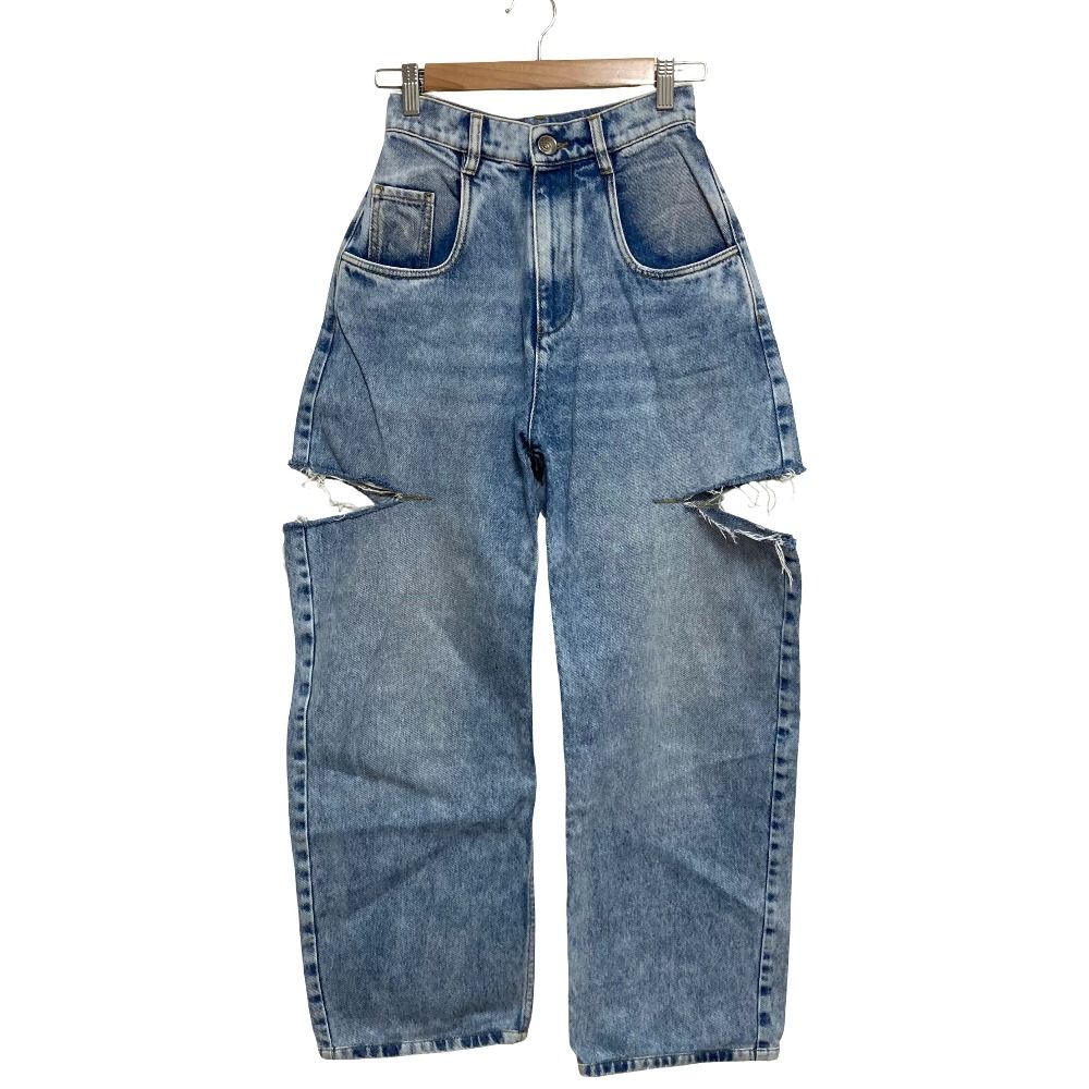 美品 23AW Maison Margiela1 メゾンマルジェラ スラッシュデニム パンツ S51LA0051 サイズ36 ブルー レディース 古着 中古 USED