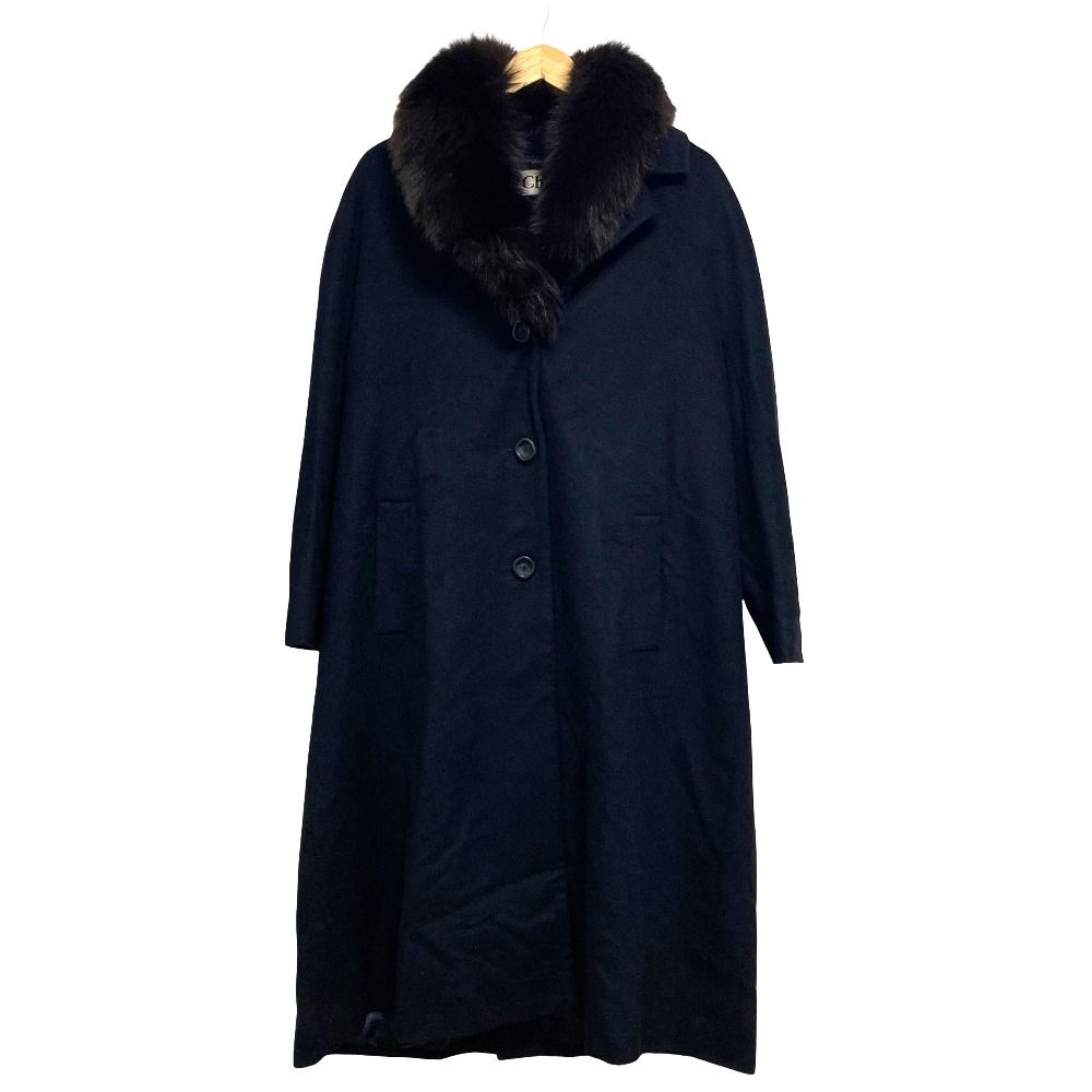 美品 Chloe クロエ ファー付き チェスターコート サイズ40 ブラック レディース 古着 中古 USED
