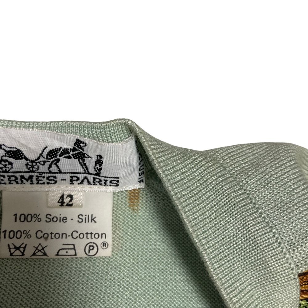 エルメス HERMES スカーフ柄 切り替え ブラウス ニット プルオーバー