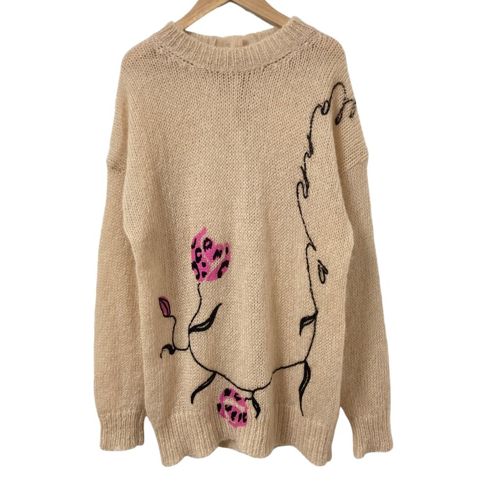 美品 MARNI マルニ フラワープリント ローゲージ モヘアニット セーター サイズ40 ベージュ レディース 古着 中古 USED