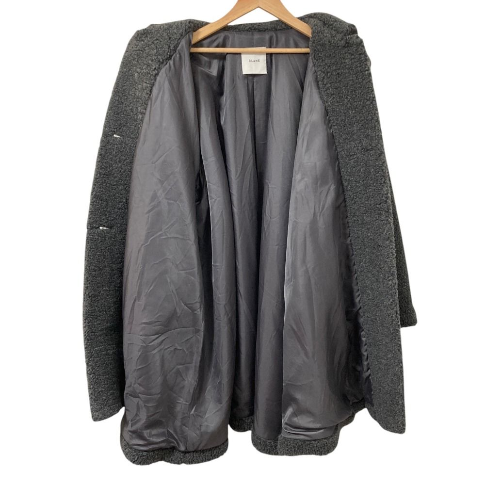 美品 CLANE クラネ VOLUME FLARE BOA COAT ボアコート サイズ1 グレー