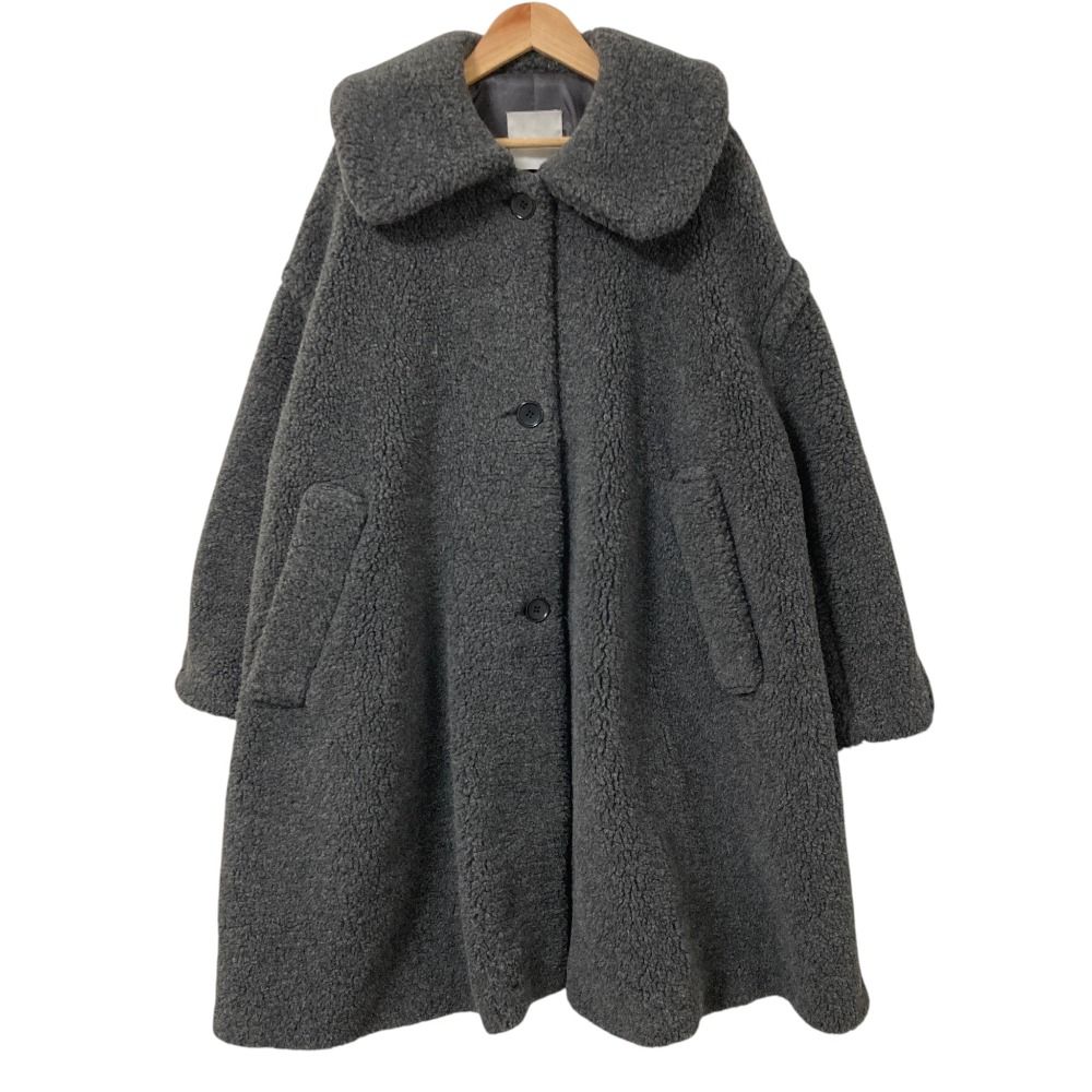 美品 CLANE クラネ VOLUME FLARE BOA COAT ボアコート サイズ1 グレー