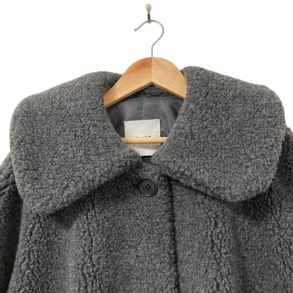 美品 CLANE クラネ VOLUME FLARE BOA COAT ボアコート サイズ1 グレー
