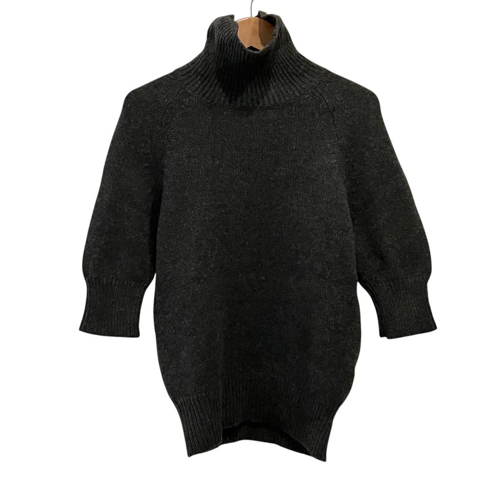 美品 CELINE セリーヌ カシミヤ100％ タートルネック ショートスリーブ ニットセーター M グレー レディース 古着 中古 USED