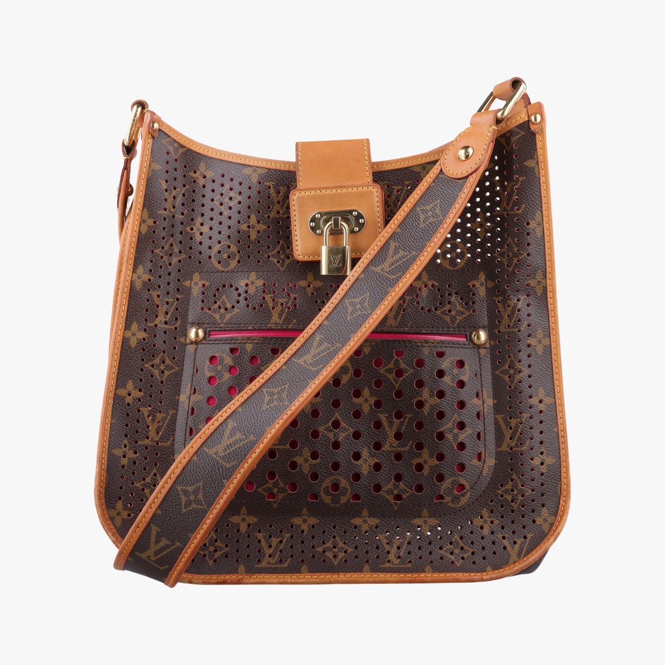ルイヴィトンLouis Vuittonミュゼット モノグラム/ブラウン×フューシャ モノグラム ペルフォ M95172 製番不明