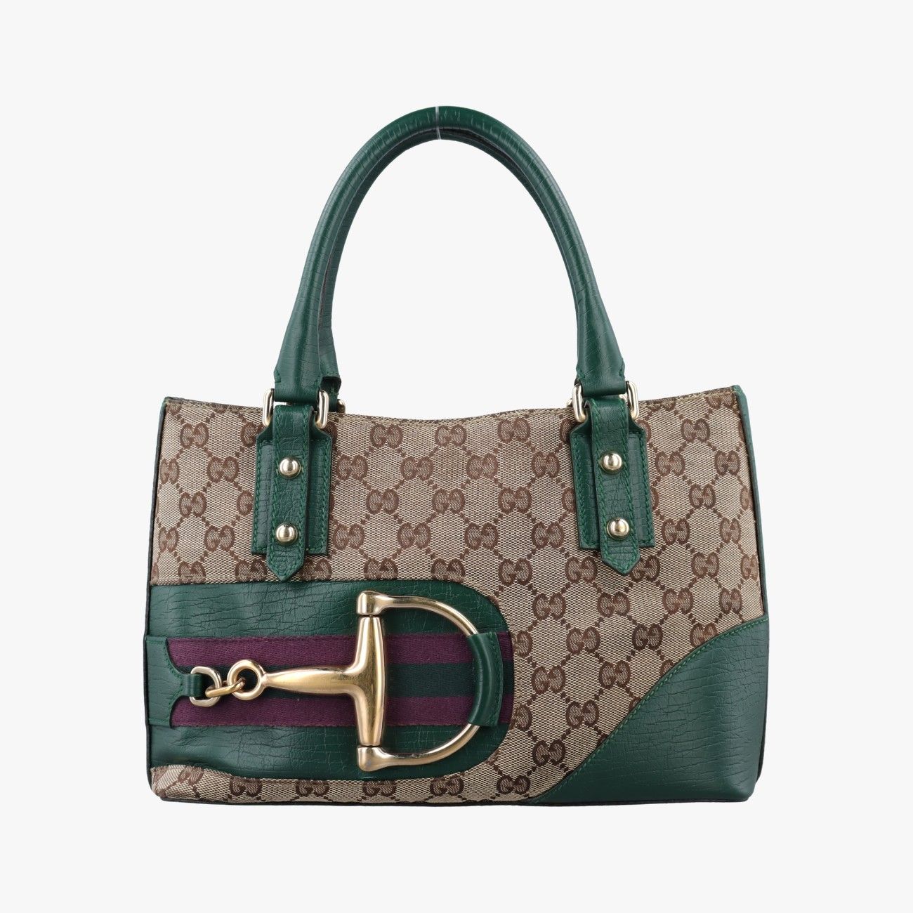 グッチGucciホースビット ハスラー グリーン × ブラウン GGキャンバス×レザー 137475