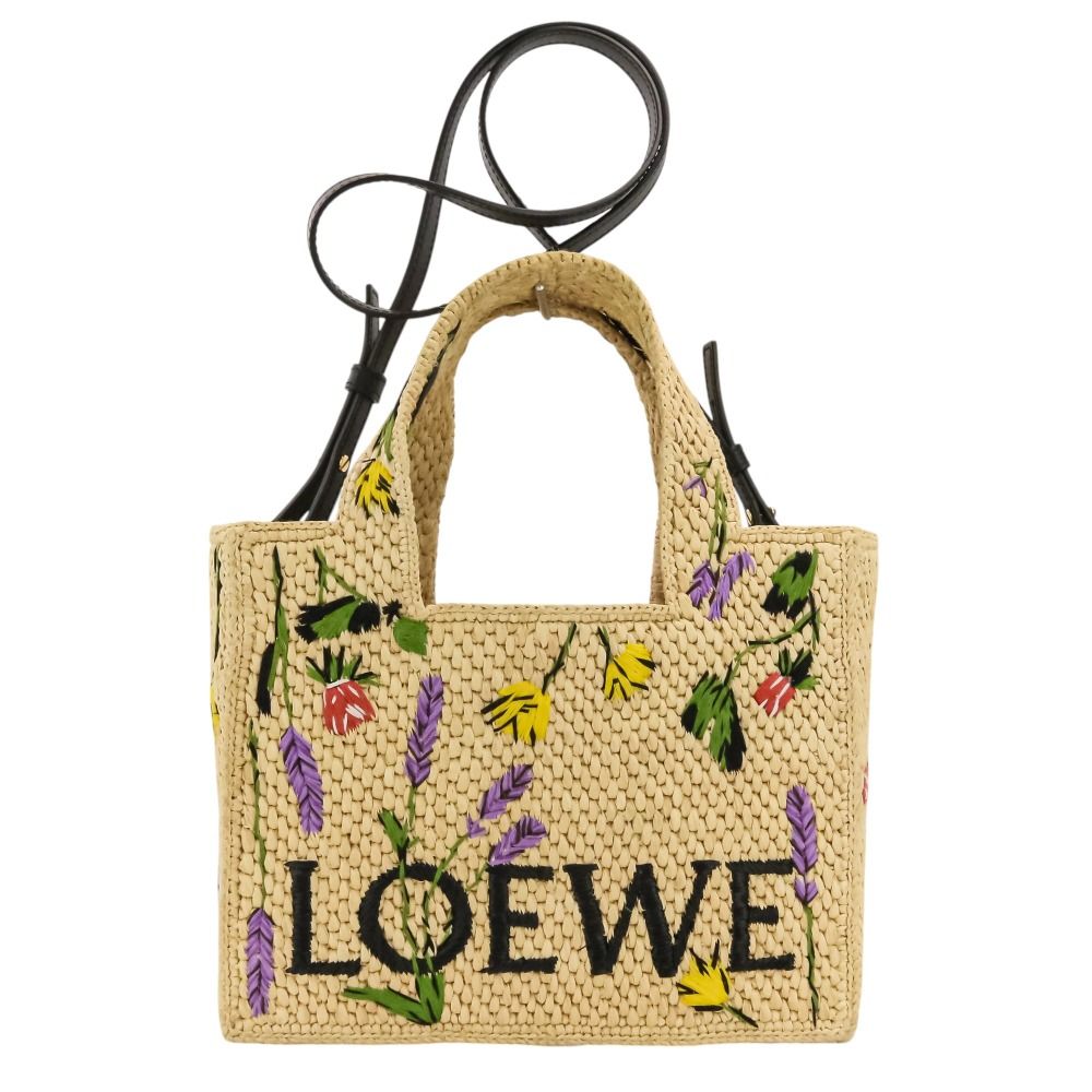 良品 LOEWE ロエベ パウラズ イビザ フォント トート スモール バッグ 2way ショルダー ラフィアかごバッグ ナチュラル レディース 古着 中古 USED