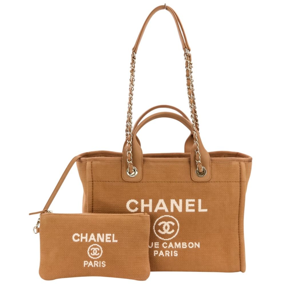 美品 CHANEL シャネル ドーヴィル MM トートバッグ チェーンショルダー 
