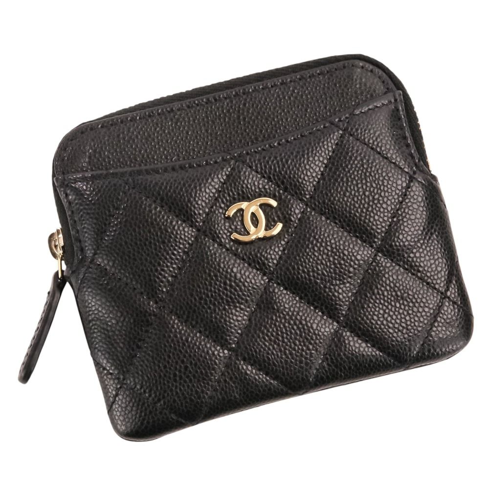 美品 CHANEL シャネル クラシック ジップコインパース キャビアスキン マトラッセ コインケース AP2061 ブラック レディース 古着 中古 USED 75,328円