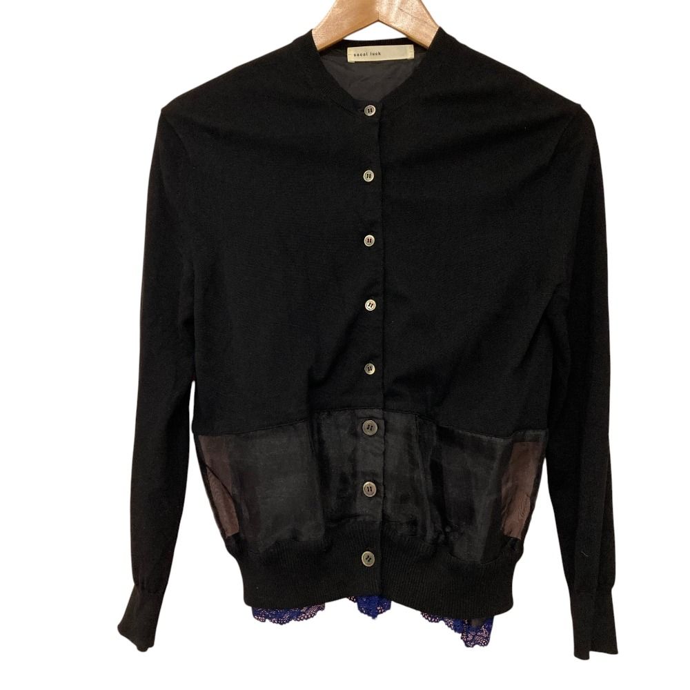レディース sacai luck 長袖 ニット ドッキング ブラック