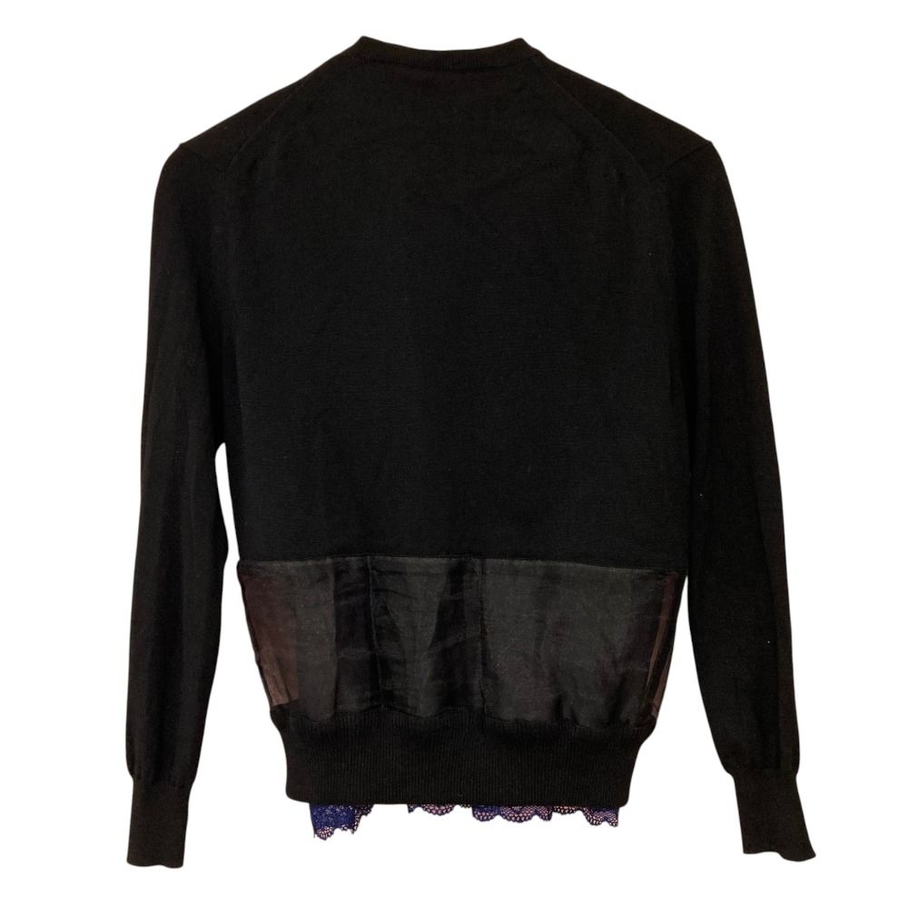 美品 sacai luck サカイラック レースドッキング ニットカーディガン 