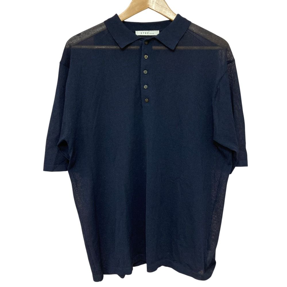 新品　完売　ETRE Tokyo ハーフスリーブニットポロ　ネイビー 美品 25SS ETRE TOKYO エトレトウキョウ ハーフスリーブ ニット