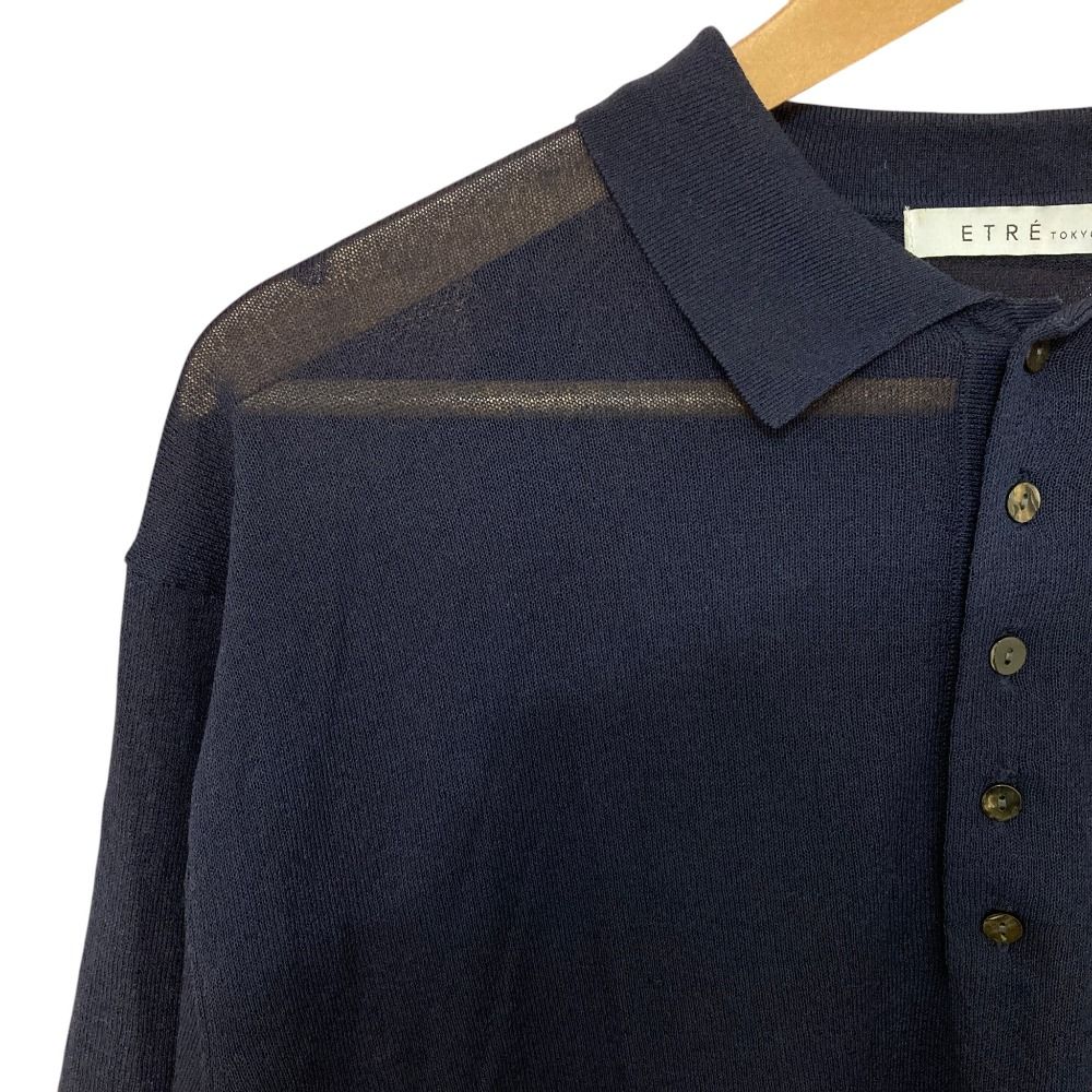 新品　完売　ETRE Tokyo ハーフスリーブニットポロ　ネイビー 美品 25SS ETRE TOKYO エトレトウキョウ ハーフスリーブ ニット