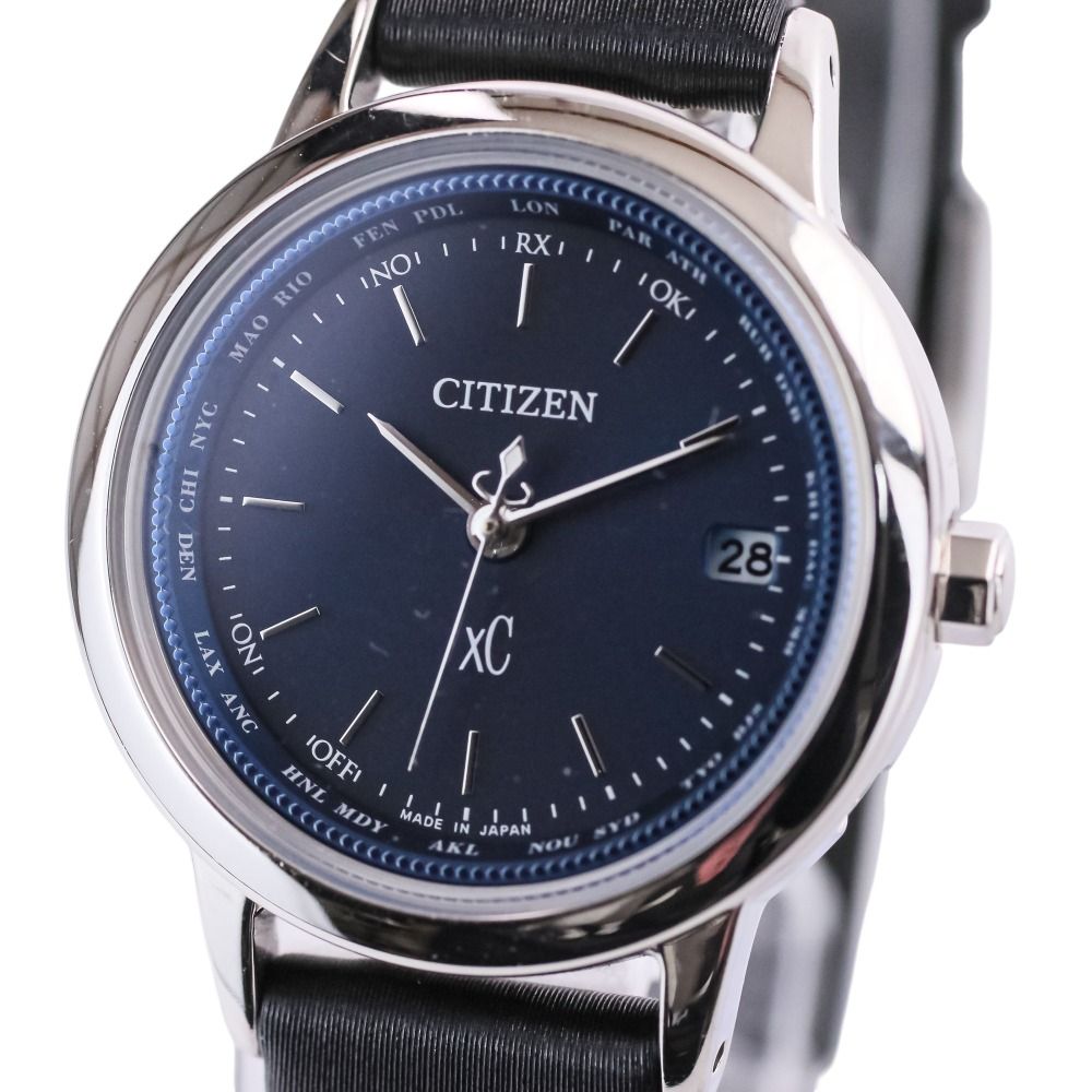 良品 CITIZEN シチズン XC クロスシー VERYコラボ 1500本限定 エコドライブ ソーラー電波 アナログ 腕時計 ウォッチ ネイビー レディース 古着 中古 USED
