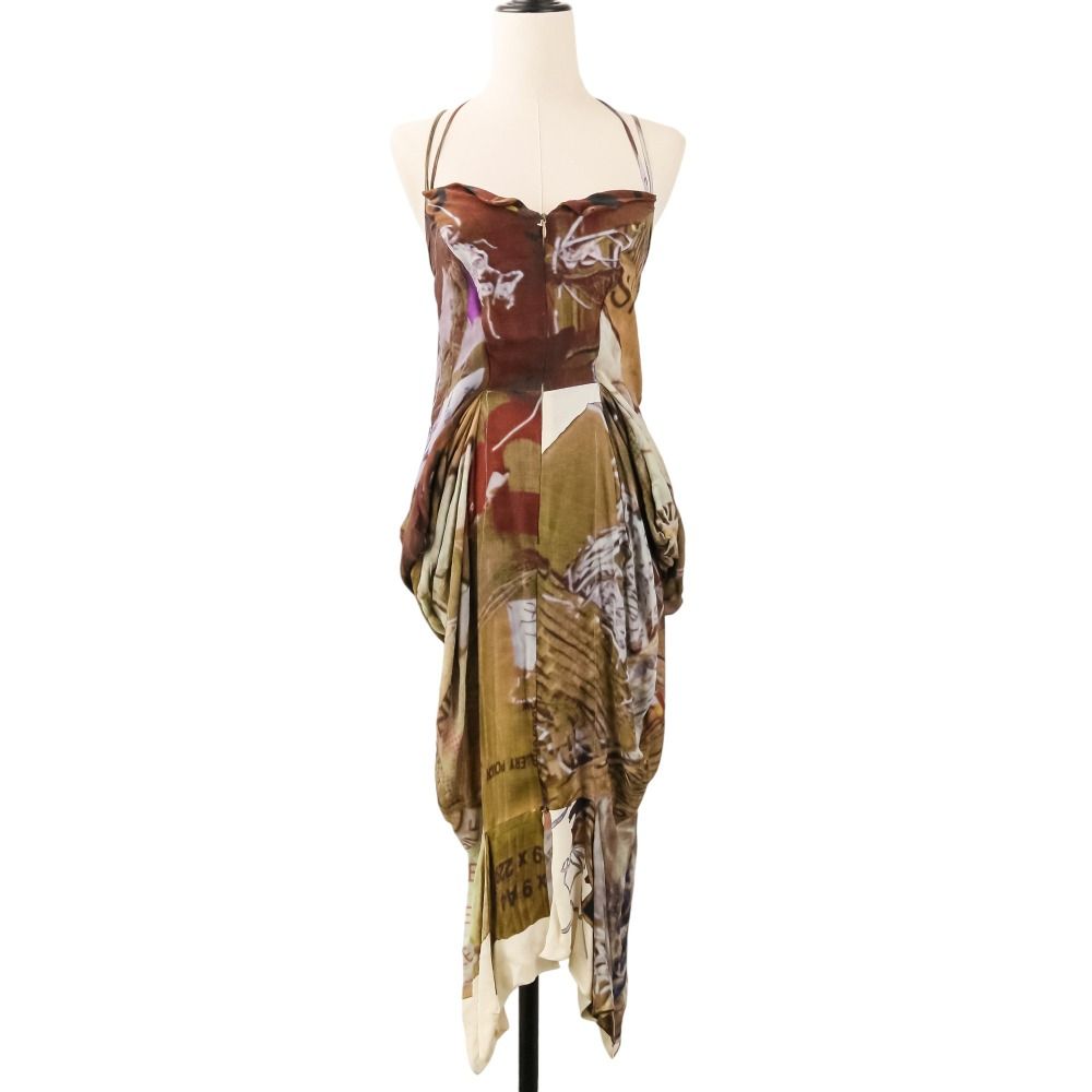 Vivienne Westwood GOLD LABEL ヴィヴィアンウエストウッド ゴールドレーベル シルク キャミソール ワンピース UK8 カーキ レディース 古着 中古 USED