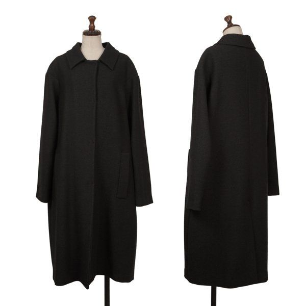 サラ ランツィSARA LANZI 混紡ウールステンカラーコート 黒M