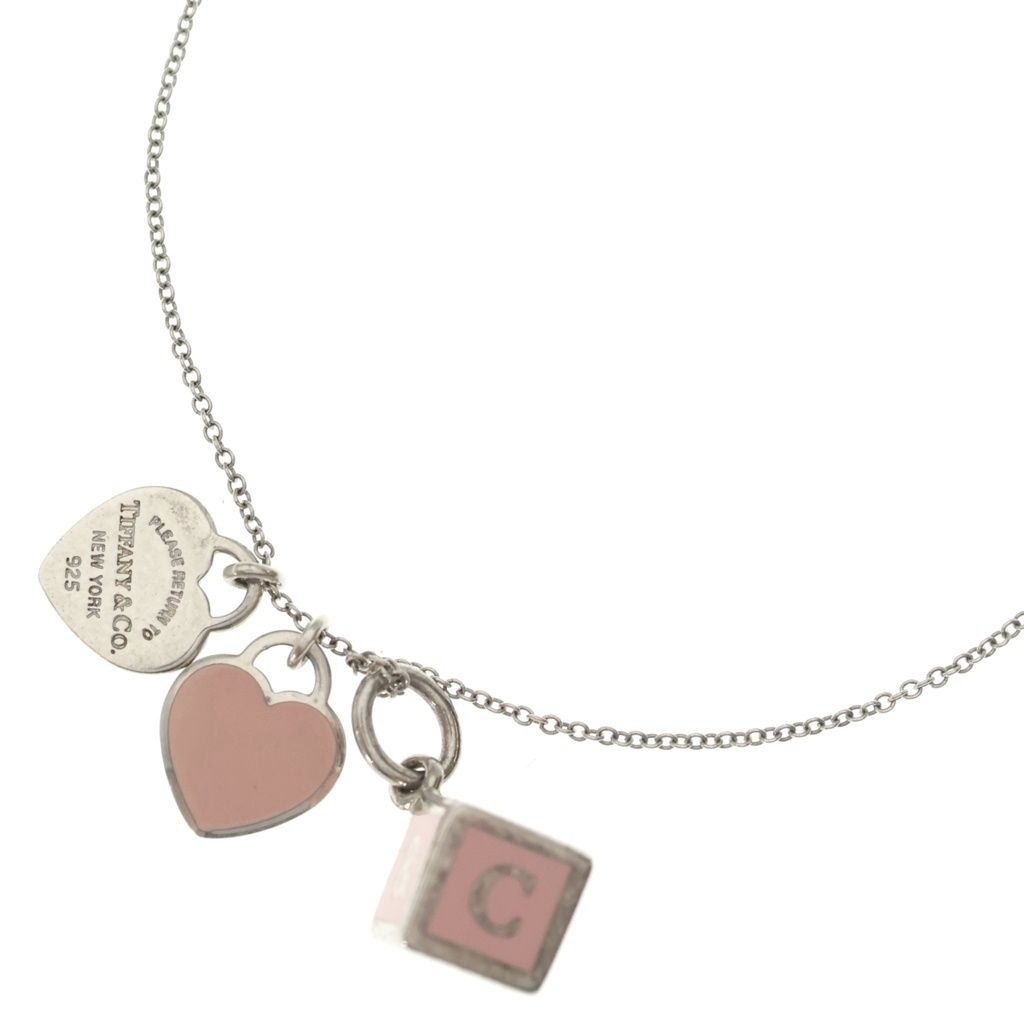 TIFFANY & Co. (ティファニー) リターントゥティファニー ダブルハート キューブ付 AG925 ネックレス シルバー/ピンク 21,368円