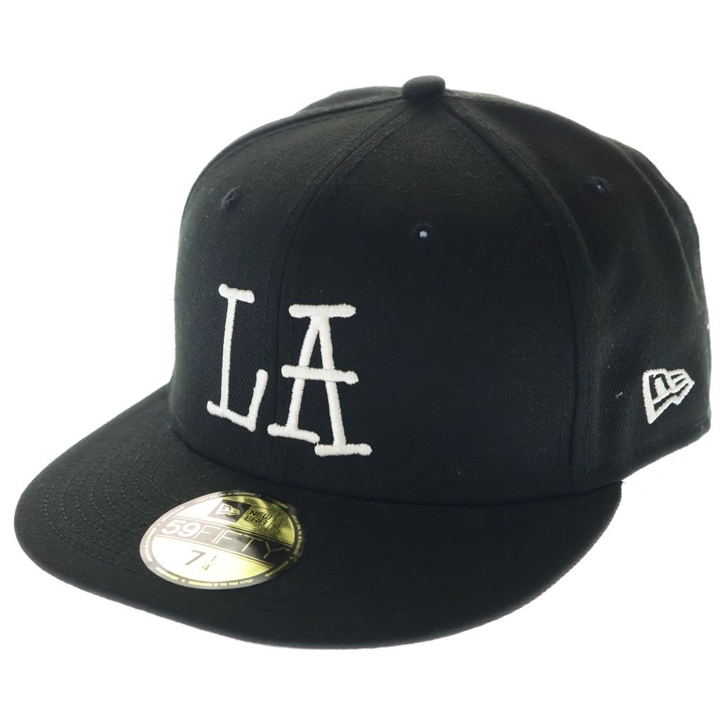 STUSSY (ステューシー) ×New Era 59FIFTY ニューエラ ロサンゼルス ベースボールキャップ 帽子 ブラック