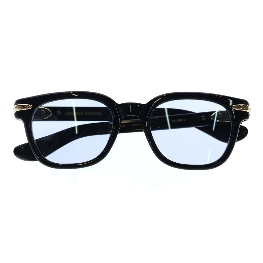 CHROME HEARTS (クロムハーツ) DRIPPIN クロスモチーフ テンプルウェリントン フレーム サングラス アイウェア 眼鏡 ブラック/ゴールド 51□22-146