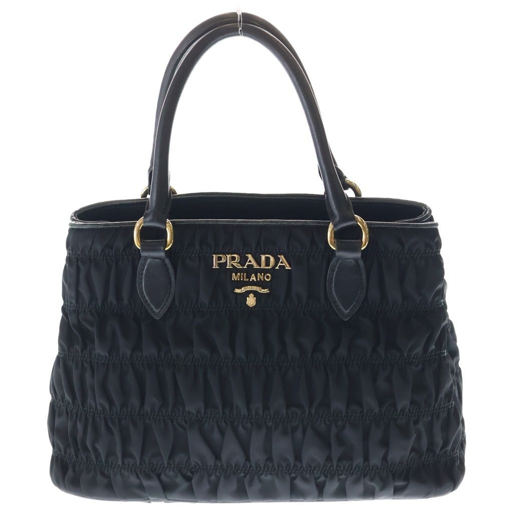 PRADA (プラダ) ギャザー 2wayハンドバッグ ショルダーバッグ ブラック ナイロン 1BA172 ゴールド金具