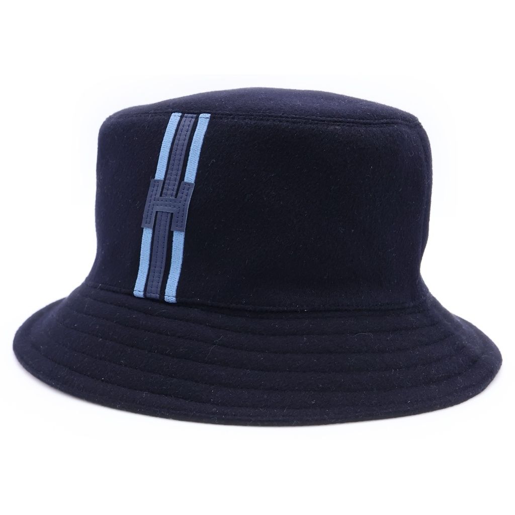 HERMES (エルメス) フレッド Hストライプ バケットハット ネイビー #57