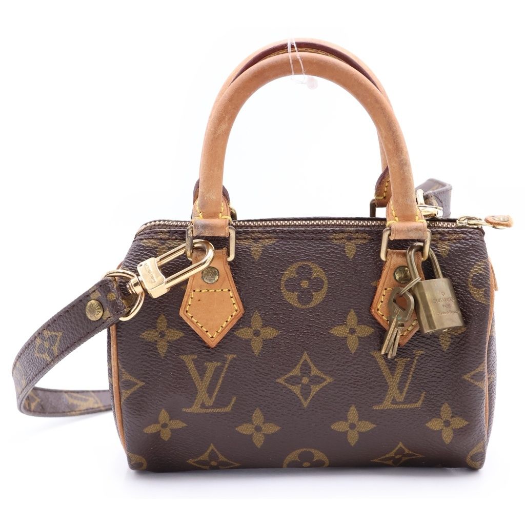 LOUIS VUITTON (ルイヴィトン) モノグラム ミニスピーディ ショルダーバッグ ミニバッグ ブラウン レザー×PVC M41534 ゴールド金具
