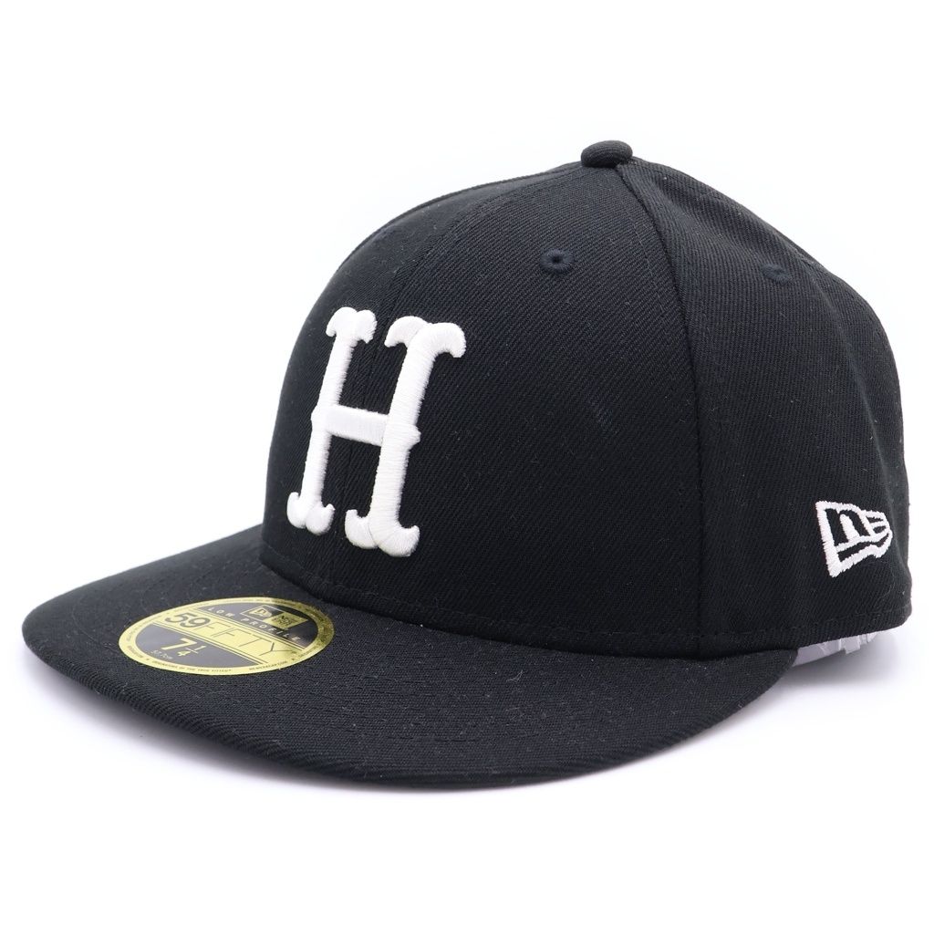 HUF (ハフ) ×New Era 59FIFTY ニューエラ ロゴ刺繍 ベースボールキャップ 帽子 ブラック