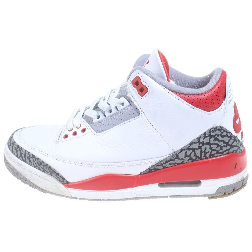 NIKE (ナイキ) AIR JORDAN 3 RETRO エアジョーダン 3 レトロ ファイヤーレッド ハイカットスニーカー ホワイト/レッド US7/25cm DN3707-160