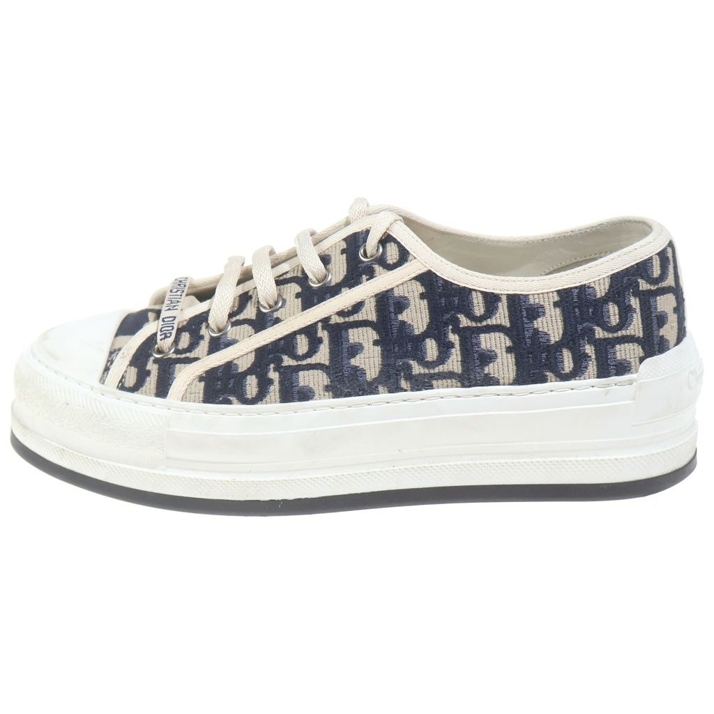 Christian Dior (クリスチャンディオール) Walk'n'Dior オブリーク エンブロイダリー ローカットスニーカー シューズ 総柄 ロゴ ホワイト/ベージュ/ブラック LS 12 22