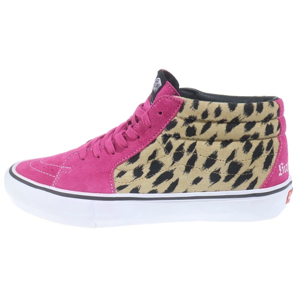 SUPREME (シュプリーム) 17SS ×VANS Sk8 Mid Velvet Leopard Magenta バンズ スケート ベルベット レオパード マゼンタ ミッドカットスニーカー ブラウン/ピンク US10/28cm VN0A347UOPL