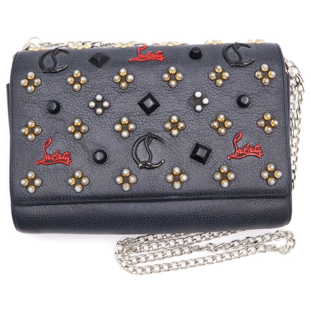 CHRISTIAN LOUBOUTIN (クリスチャンルブタン) パロマチェーンミニバッグ ショルダーバッグ グレー レザー シルバー金具