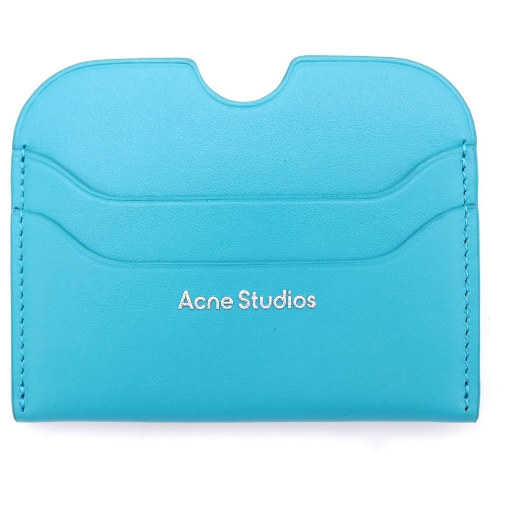 Acne Studios (アクネ ストゥディオズ) Leather Card Case レザーカードケース フロントロゴ エンボスロゴ ブルー