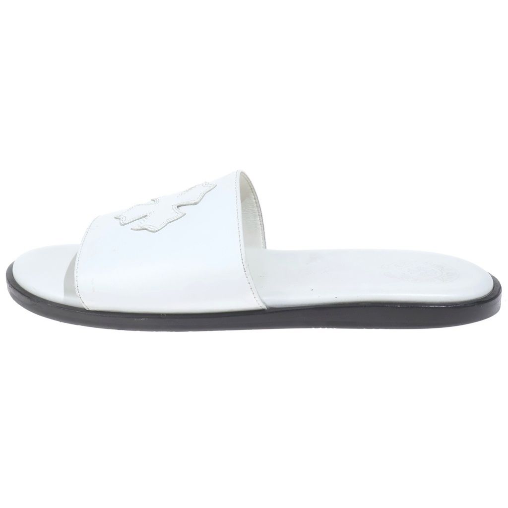 CHROME HEARTS (クロムハーツ) CH SLIDE LEATHER CHプラスパッチレザーサンダル ホワイト