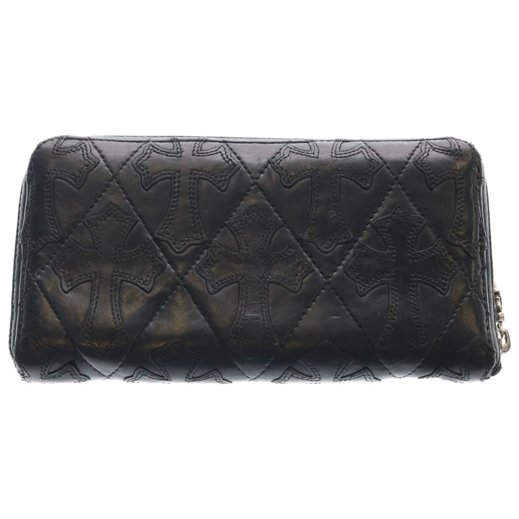 CHROME HEARTS (クロムハーツ) REC F ZIP QUILTED WALLET セメタリークロス キルティング レザーウォレット 財布 ブラック