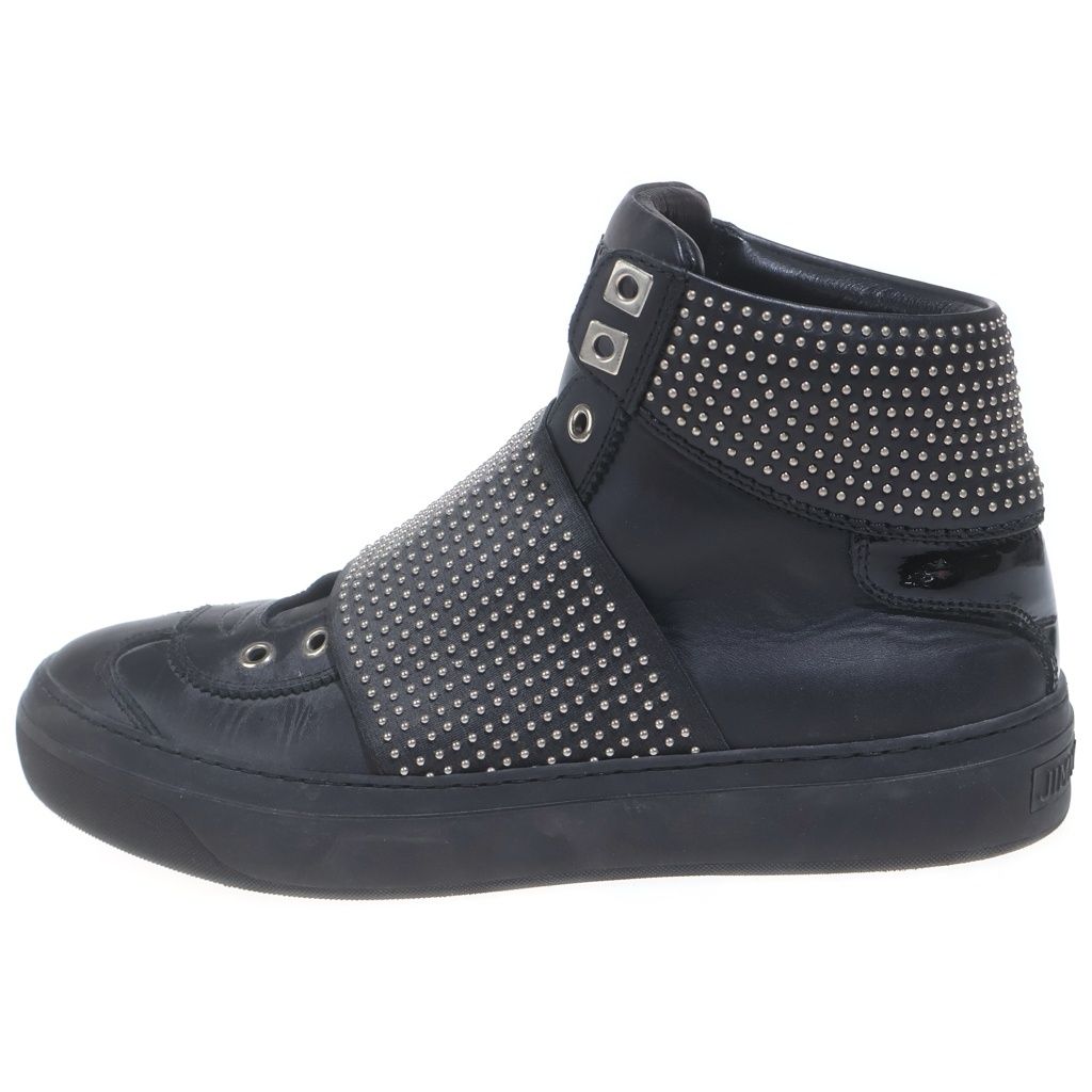 JIMMY CHOO (ジミーチュウ) STUDS HIGH CUT SNEAKER スタッズ レザーハイカットスニーカー ブラック