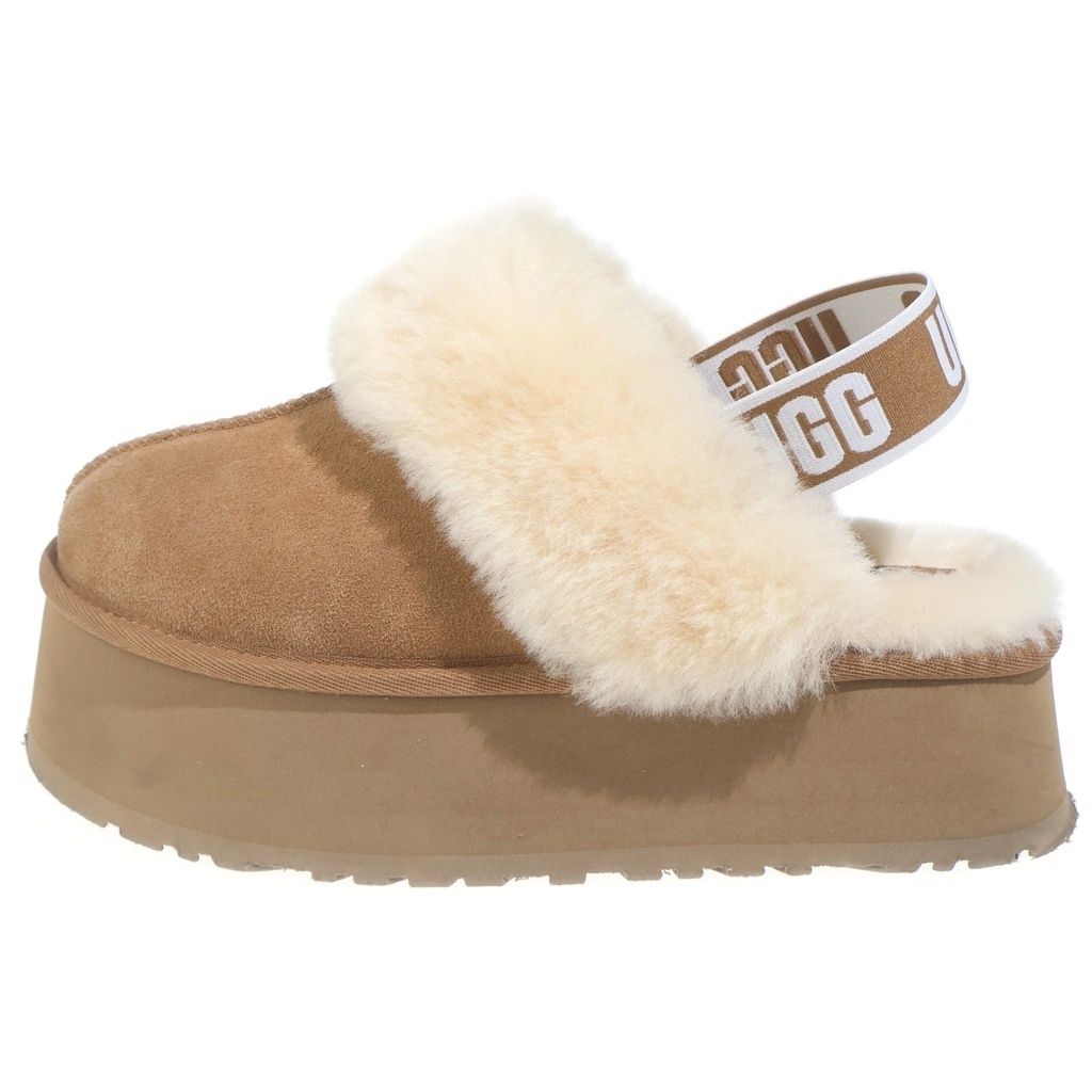 UGG (アグ) ファー ロゴ スリングバック 厚底 サンダル シューズ ブラウン レディース