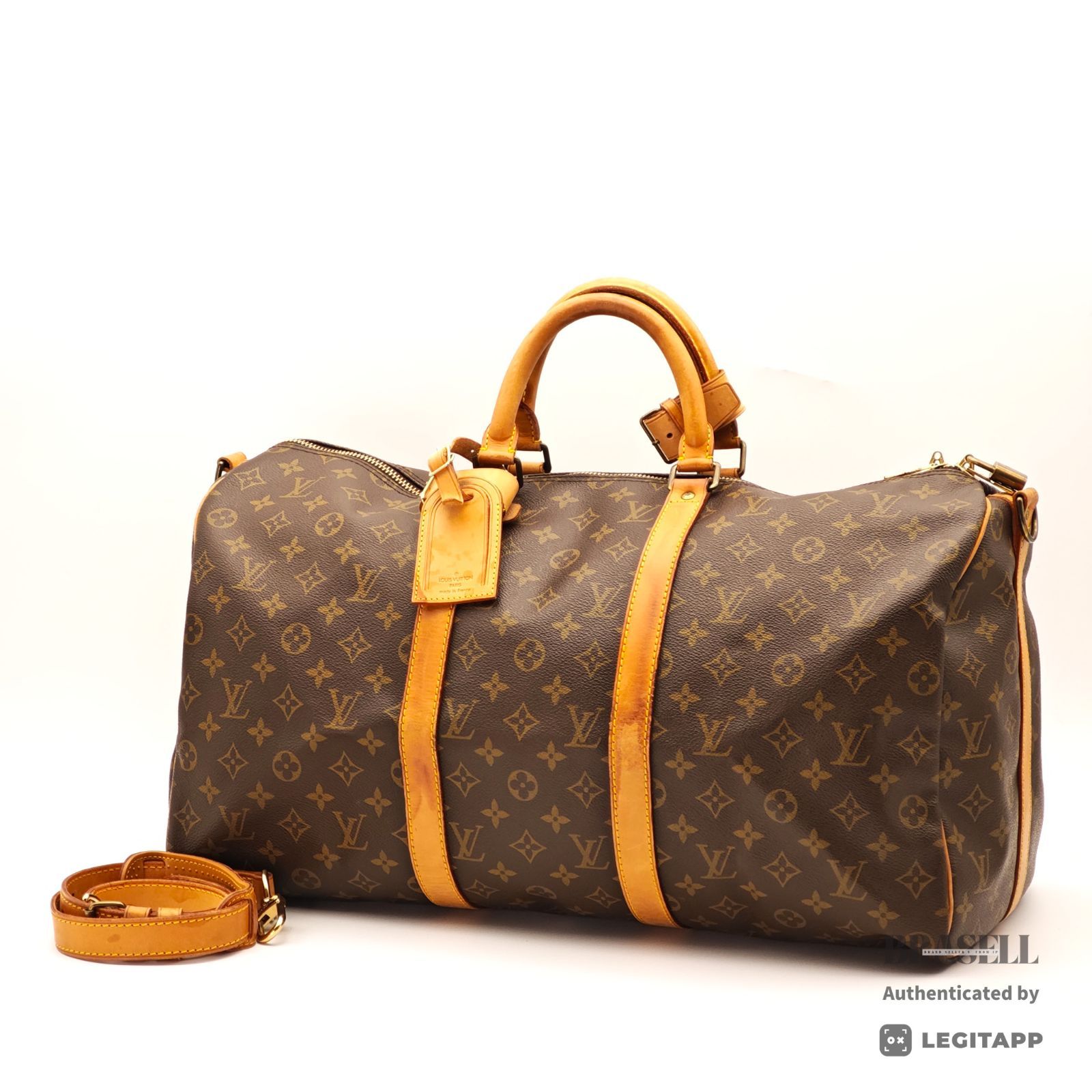 LOUIS VUITTON キーポルバンドリエール50 M41416 バッグ ボストンバッグ 大容量 旅行 ハンドバッグ ブラウン レディース メンズ ショルダーストラップ パドロック ネームタグ