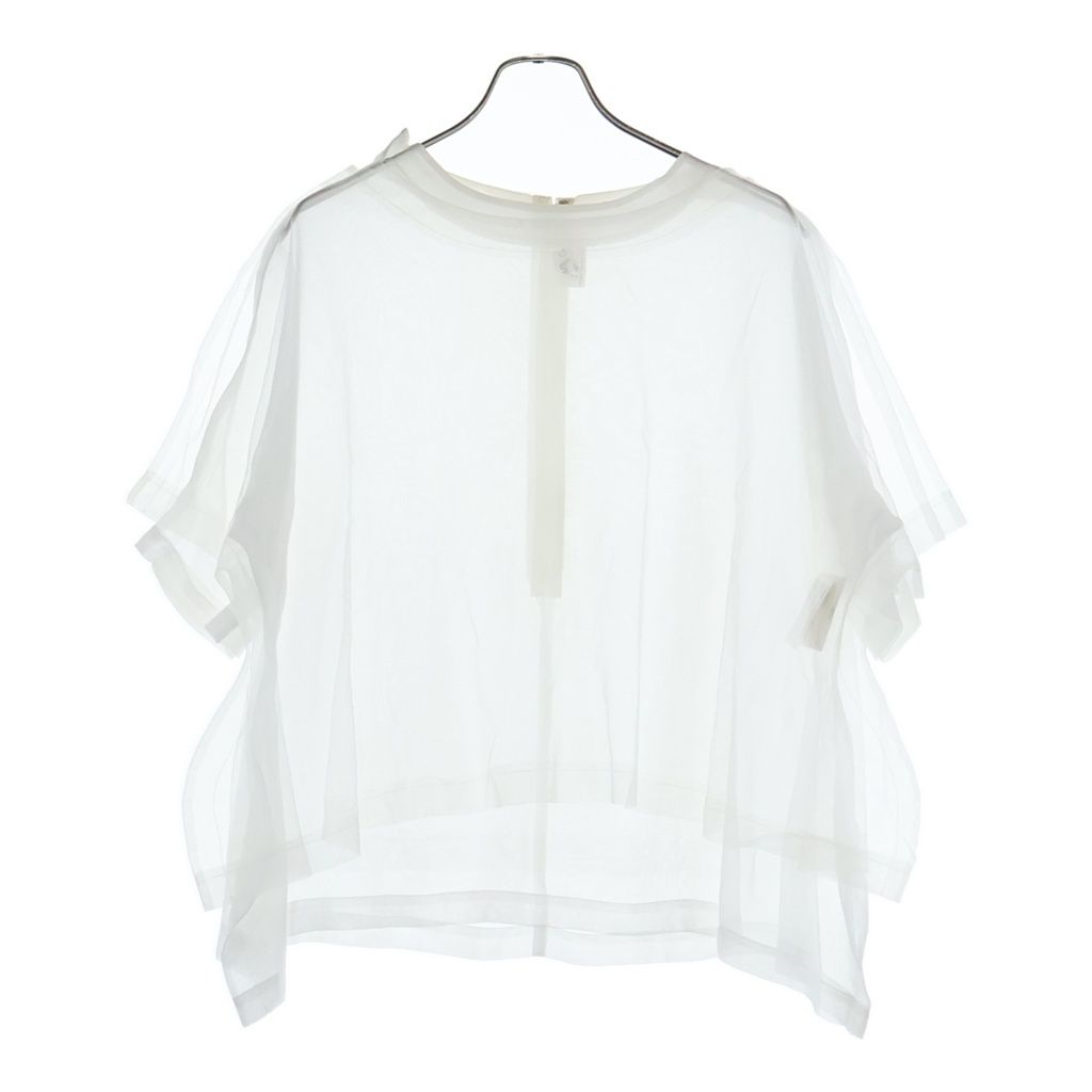 COMME des GARCONS (コムデギャルソン) 22SS AD2021 シアー オーガンジー レイヤード 半袖Tシャツ トップス ホワイト レディース GI-B012