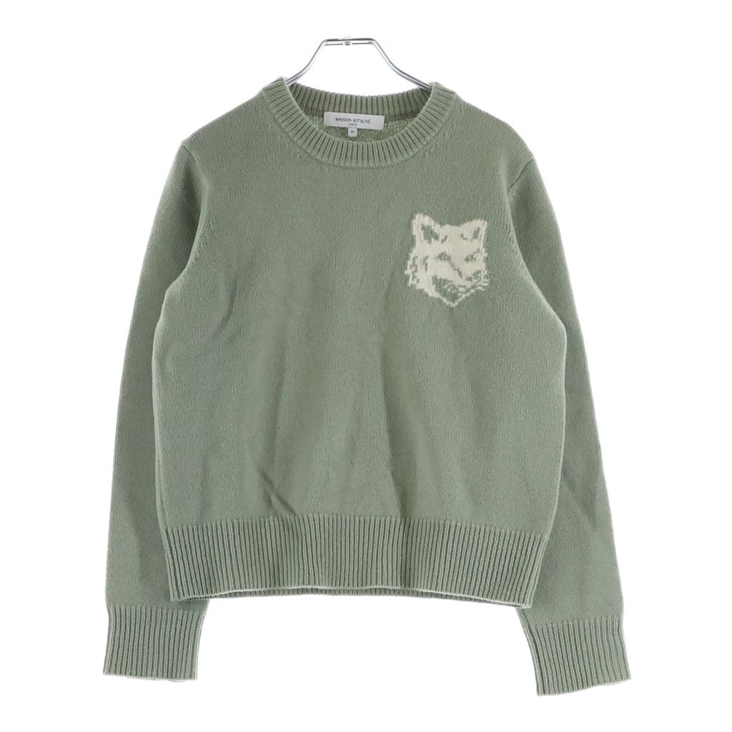 MAISON KITSUNE (メゾンキツネ) MAISON KITSUNE メゾンキツネ フォックスヘッド ニット セーター レディース グリーン NW00808KM0329