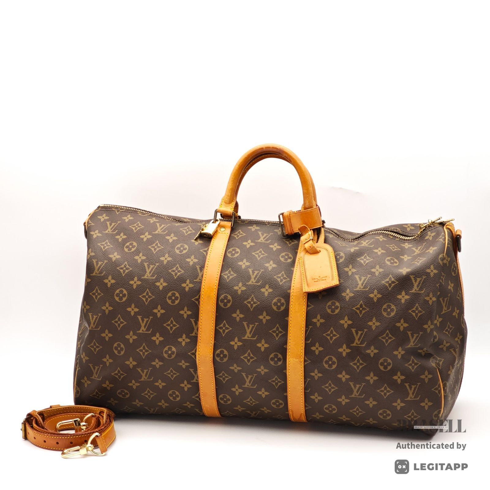 LOUIS VUITTON キーポルバンドリエール55 M41414 バッグ ボストンバッグ 大容量 旅行 ハンドバッグ ブラウン レディース メンズ パドロック 鍵 ネームタグ ショルダーストラップ